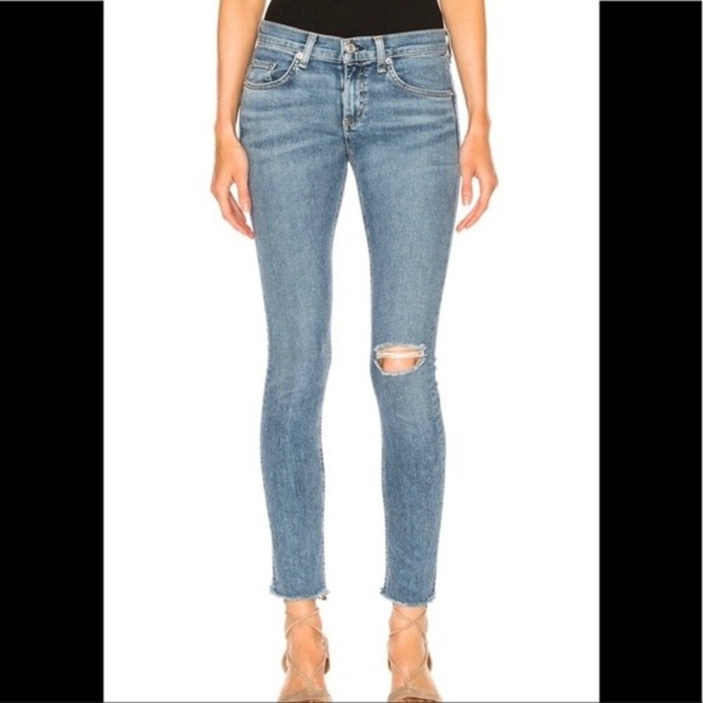 Rag & bone midland Y2K raw hem low rise distressed skinny jeans women’s size 25